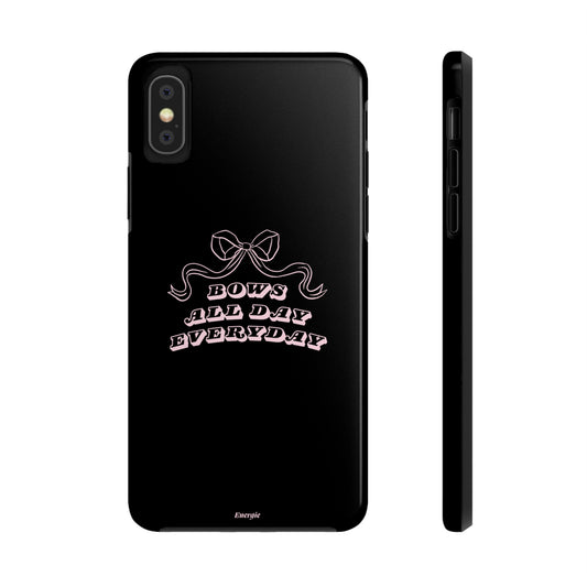 Bows All Day Everyday Phone Case, Black Phone Case, Coquette Phone Case, Cute Bow Pattern, Girly Phone Case, iPhone 15, 14, 13, 12, 11, etc.