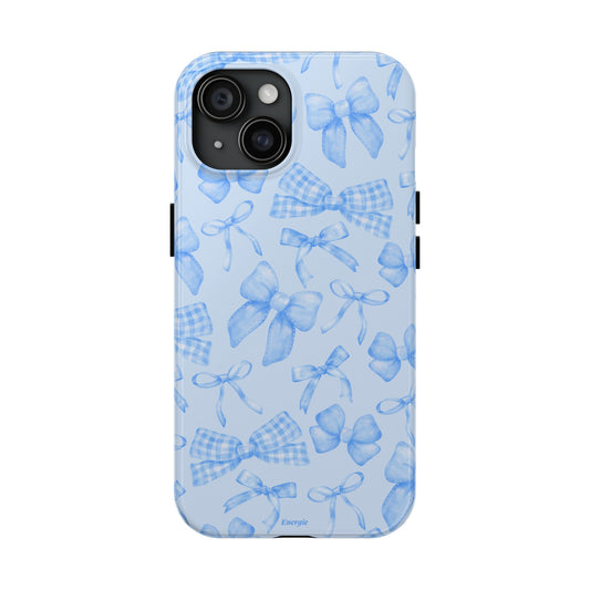 Blue Bows Phone Case, Coquette Phone Case, Cute Bow Pattern, Girly Phone Case, iPhone 15, 14, 13, 12, 11, X, XR, etc. Compatible